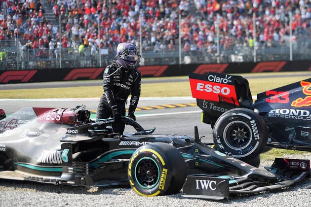 HAMILTON Lewis Team Mercedes AMG crash with VERSTAPPEN Max F1 Formula one GP of Italy 2021 on 12 September 2021 in Monza
