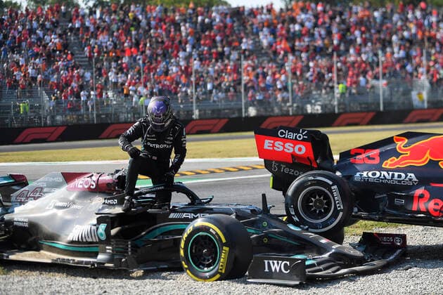 HAMILTON Lewis Team Mercedes AMG crash with VERSTAPPEN Max F1 Formula one GP of Italy 2021 on 12 September 2021 in Monza