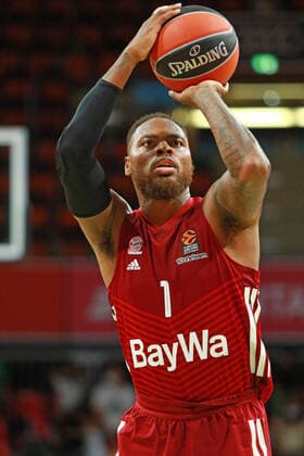 1 Deshaun Thomas FCBB throws, on the ball basketball, Magenta Sport Cup, FC Bayern Basketball Red Star Belgrade at Audi Dome on 12 09 2021, PHOTO Mladen Lackovic LakoPress
