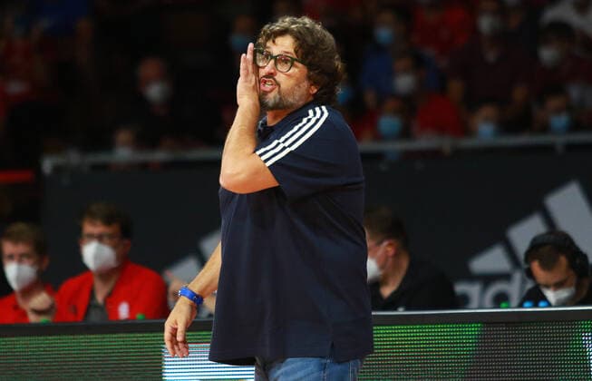 Coach Andrea Trinchieri FCBB Basketball, Magenta Sport Cup, FC Bayern Basketball Red Star Belgrade at Audi Dome on 12 09 2021, PHOTO Mladen Lackovic LakoPress