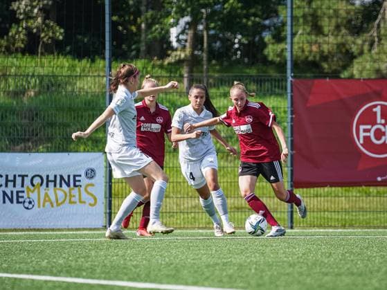 Nuernberg, Germany, September 12 Match action during the 2. Womens Bundesliga match between 1. FC Nuernberg and SG 99 Andernach at Sports Park Valznerweiher in Nuernberg, Germany. 2. Womens Bundesliga - 1. FC N?rnberg v SG 99 Andernach 