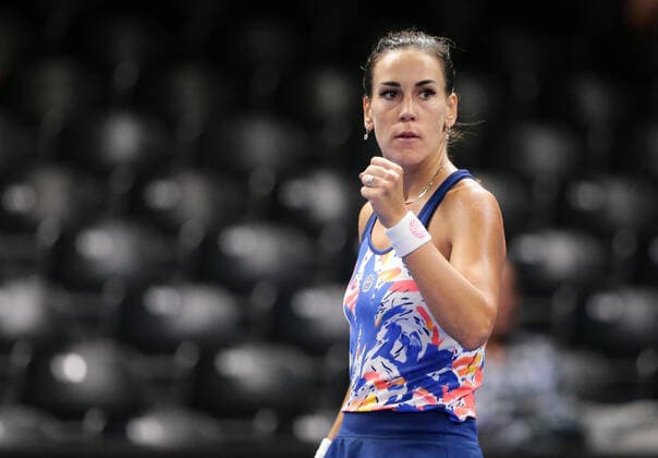 Nuria Parrizas Diaz cheers, rejoices, joy, clenches fist Tennis, WTA, BGL BNP Paribas Open Luxembourg 2021, Luxembourg 14 09 2021 Greet Minnen BEL vs Nuria Parrizas Diaz ESP CK Sportcenter, Kockelscheuer