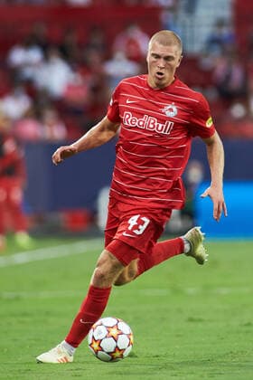 September 14, 2021, SEVILLA, SEVILLA, SPAIN: Rasmus Kristensen of Salzburg in action during the UEFA Champions League, Group G, football match played between Sevilla FC and RB Salzburg at Ramon Sanchez-Pizjuan stadium on September 14, 2021, in Sevilla, Spain. SEVILLA SPAIN - ZUMAa181 20210914_zaa_a181_096 Copyright: xJoaquinxCorcherox