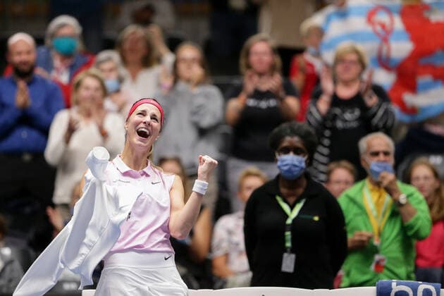 Mandy Minella cheers, rejoices, jubilation, joy, clenches fist Tennis, WTA, BGL BNP Paribas Open Luxembourg 2021, Luxembourg 14 09 2021 Mandy Minella LUX vs Varvara GRACHEVA RUS CK Sportcenter, Kockelscheuer