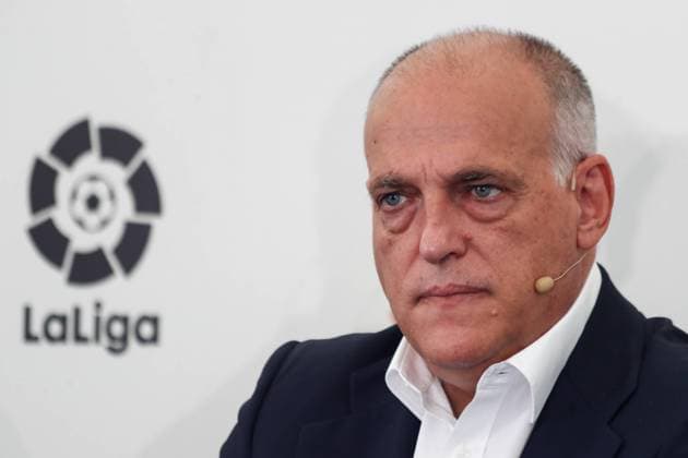 September 15, 2021, MAJADAHONDA, MADRID, SPAIN: Javier Tebas, President of LaLiga, is seen during an act of presentation of the Burger King Sponsorship to LaLiga celebrated at Burger King Majadahonda on september 15, 2021, in Madrid, Spain. MAJADAHONDA SPAIN - ZUMAa181 20210915_zaa_a181_024 Copyright: xOscarxJ.xBarrosox