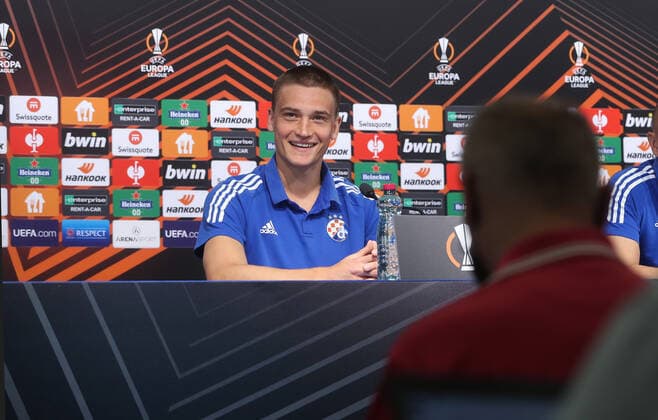 PXL DINAMO WEST HAM press conference, PK, Pressekonferenz GNK Dinamo player Rasmus Lauritsen during press conference before Europa League football match between GNK Dinamo and West Ham in Zagreb, Croatia on 15. september, 2021. ZeljkoxLukunic PIXSELL