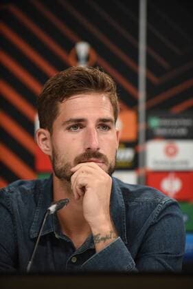 15 09 2021Frankfurt am Main, Deutsche Bank Park Football, UEFA Europa League pre-match press conference Eintracht Frankfurt Fenerbahce SK goalkeeper Kevin Trapp 1, Eintracht Frankfurt emspor, DFL regulations prohibit any use of photographs as image sequences and or quasi video