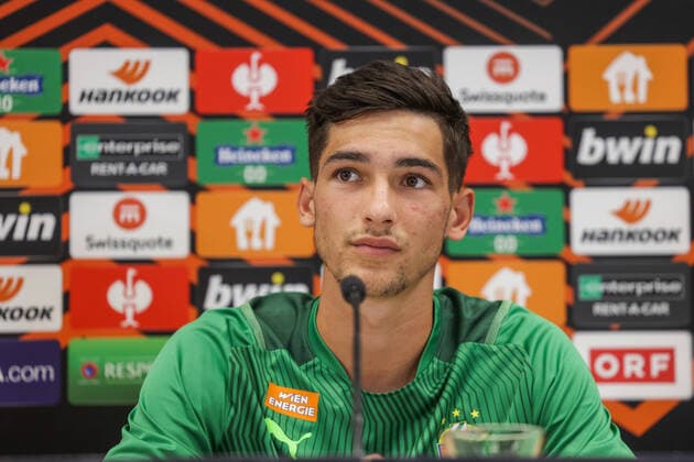 SOCCER - UEFA EL, Rapid vs Genk VIENNA,AUSTRIA,15.SEP.21 - SOCCER - UEFA Europa League, group stage, SK Rapid Wien vs KRC Genk, preview, press conference, PK, Pressekonferenz Rapid. Image shows Leo Greiml (Rapid).  GEPAxpictures xDavidxBitzan