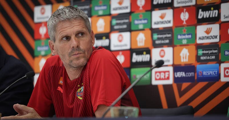 SOCCER - UEFA EL, Rapid vs Genk VIENNA,AUSTRIA,15.SEP.21 - SOCCER - UEFA Europa League, group stage, SK Rapid Wien vs KRC Genk, preview, press conference, PK, Pressekonferenz Rapid. Image shows head coach Dietmar Kuehbauer (Rapid).  GEPAxpictures xDavidxBitzan