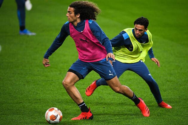6651573 15.09.2021 Marseille s Matt? o Guendouzi attends a training session ahead of the Europa League soccer match against Lokomotiv Moscow, in Moscow, Russia. Ramil Sitdikov Sputnik Russia Europa League Marseille Training  9b56e9bafdfdbb69