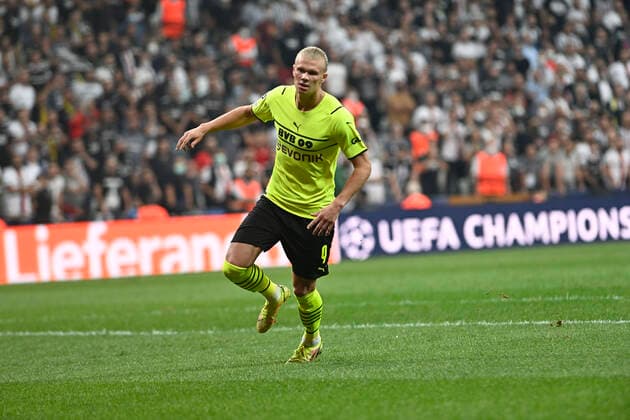 Erling Haaland of Borussia Dortmund during the UEFA Champions League group C match between Besiktas and Brossia Dortmund at Vodafone Park in Istanbul , Turkey on September 15 , 2021. 