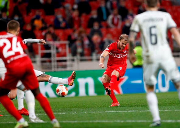 MOSCOW, RUSSIA, SEPTEMBER 14, 2021. The 2021 22 UEFA Europa League. Football match between Spartak (Moscow) vs Legia (Warsaw) at the Otkritie Arena in Moscow. Legia von 0:1. Photo by Stupnikov Alexander FC Spartak StupnikovxAlexander