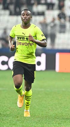 Youssoufa Moukoko of Borussia Dortmund during the UEFA Champions League group C match between Besiktas and Brossia Dortmund at Vodafone Park in Istanbul , Turkey on September 15 , 2021. 