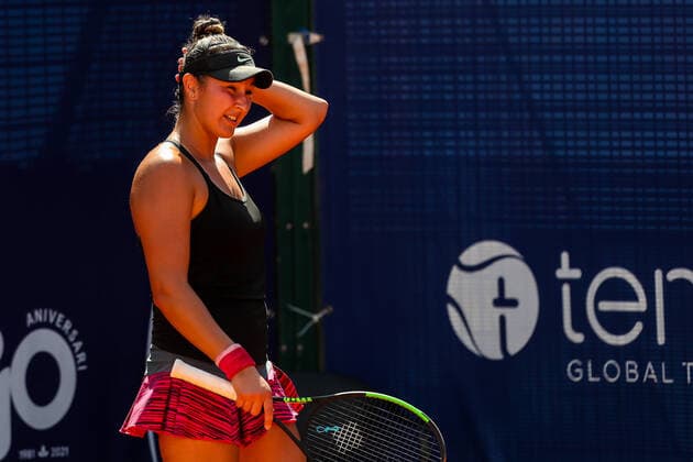 September 15, 2021, VALENCIA, VALENCIA, SPAIN: Ilona Georgiana of Romania gestures against Ane Mintegi of Spain during the first round of the Open Internacional de Valencia, ITF World Tennis, celebrated at Sporting Tennis Valencia on september 14, 2021, in Valencia, Spain. VALENCIA SPAIN - ZUMAa181 20210915_zaa_a181_136 Copyright: xIvanxTerronx
