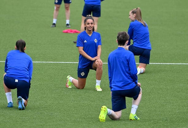 Northern Ireland Women s Squad Training, Inver Park, Larne 16 9 2021 Louise McDaniel Louise McDaniel 16 9 2021  Copyright: x INPHO Presseye StephenxHamiltonx NI Training _023