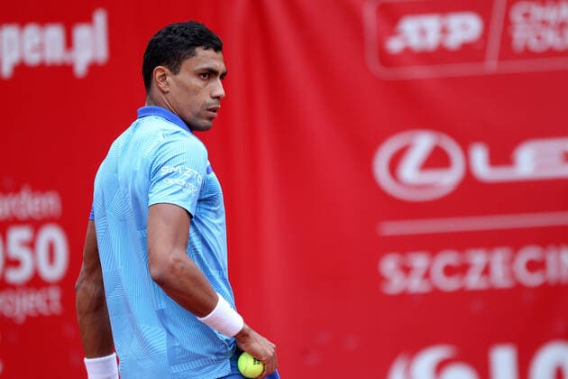 Tennis, ATP-Tunier in Stettin SZCZECIN, 16.09.2021 TURNIEJ TENISA ZIEMNEGO ATP, Tennis Herren CHALLENGER PEKAO SZCZECIN OPEN 2021 TENNIS NZ THIAGO MONTEIRO FOT. KRZYSZTOF CICHOMSKI NEWSPIX.PL --- Newspix.pl  210916KCI052