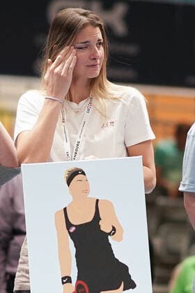 Tennis WTA Tournament Luxembourg BGLBNPParibas Open 2021, 16 09 2021, Tennis WTA Tournament Luxembourg, BGLBNPParibas Open 2021, BGL BNP Paribas Open, 2021, Luxembourg, Kockelscheuer, CK Sportcenter, Final vl farewell of Mandy Minella Luxembourg, Luxembourg, LUX who ended her career moved, tears