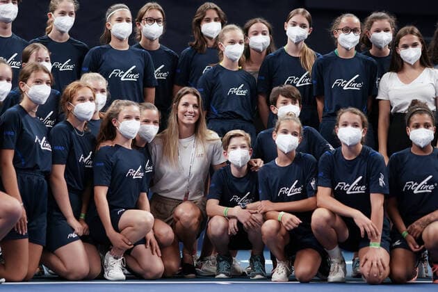 Tennis WTA Tournament Luxembourg BGLBNPParibas Open 2021, 16 09 2021, Tennis WTA Tournament Luxembourg, BGLBNPParibas Open 2021, BGL BNP Paribas Open, 2021, Luxembourg, Kockelscheuer, CK Sportcenter, Final vl farewell to Mandy Minella Luxembourg, Luxembourg, LUX who finishes her career with ball kids