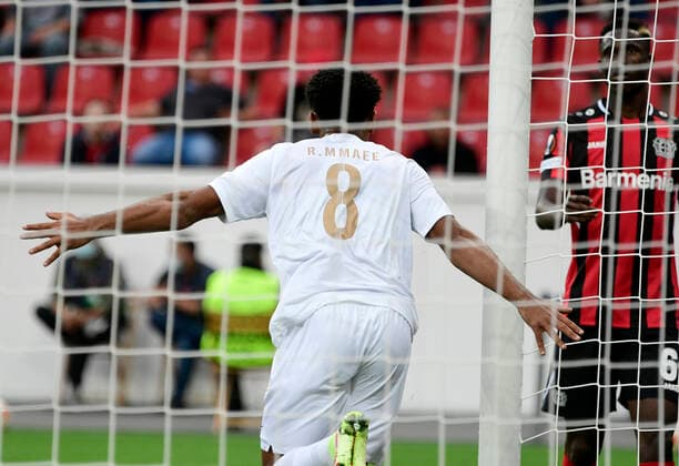 BayArena Leverkusen, 16 9 2021 Football UEFA Europa League Season 2021 22 1 Matchday, Bayer 04 Leverkusen B04 vs Ferencvaros Budapest FEB Ryan Mmaee FEB celebrates after scoring 0 1.