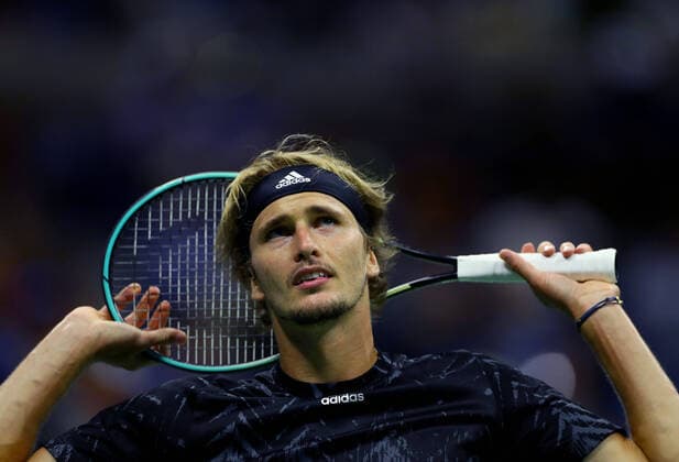Mandatory Credit: Photo by Shutterstock (12437755cr) Alexander Zverev of Germany frustrated US Open Championships 2021, Day Twelve, USTA National Tennis Center, Flushing Meadows, New York, USA - 10 Sep 2021 US Open Championships 2021, Day Twelve, USTA National Tennis Center, Flushing Meadows, New York, USA - 10 Sep 2021 Copyright: xShutterstockx 12437755cr