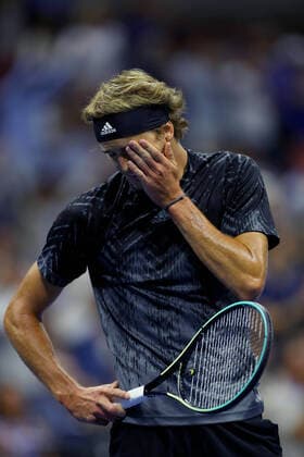 Mandatory Credit: Photo by Shutterstock (12437755cu) Alexander Zverev of Germany frustrated US Open Championships 2021, Day Twelve, USTA National Tennis Center, Flushing Meadows, New York, USA - 10 Sep 2021 US Open Championships 2021, Day Twelve, USTA National Tennis Center, Flushing Meadows, New York, USA - 10 Sep 2021 Copyright: xShutterstockx 12437755cu
