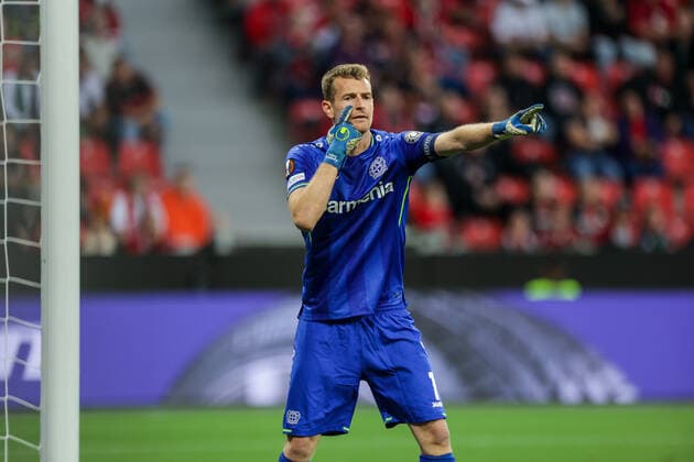 16 09 2021, football, 2021 2022 season, UEFA Europa League, group stage, matchday 1, Bayer 04 Leverkusen Ferencvaros Budapest Lukas Hradecky Bayer 04 Leverkusen photo RHR photo Dennis Ewert Leverkusen BayArena NRW Germany xRHR PHOTO DEx