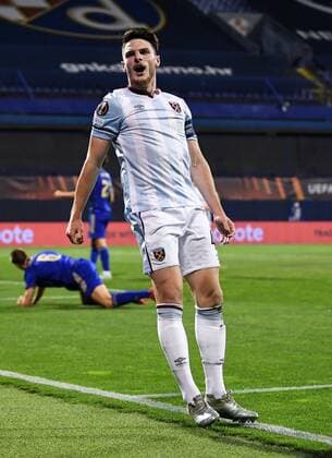 Fußball, EL, Dinamo Zagreb - West Ham United Mandatory Credit: Photo by Simon Dael Shutterstock (12446971cu) Declan Rice of West Ham United scores and celebrates 0-2 Dinamo Zagreb v West Ham United, UEFA Europa League, Group H, Football, Stadion Maksimir, Zagreb, Croatia - 16 Sep 2021 EDITORIAL USE ONLY No use with unauthorised audio, video, data, fixture lists, club league logos or live services. Online in-match use limited to 120 images, no video emulation. No use in betting, games or single club league player publications. Dinamo Zagreb v West Ham United, UEFA Europa League, Group H, Football, Stadion Maksimir, Zagreb, Croatia - 16 Sep 2021 EDITORIAL USE ONLY No use with unauthorised audio, video, data, fixture lists, club league logos or live services. Online in-match use limited to 120 images, no video emulation. No use in betting, games or single club league player publications. Copyright: xSimonxDael Shutterstockx 12446971cu