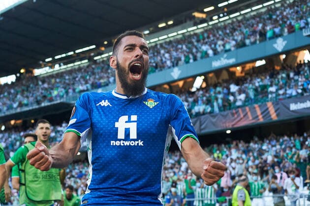 September 16, 2021, SEVILLA, SEVILLA, SPAIN: Borja Iglesias of Real Betis celebrates a goal during the UEFA Europa League, Group G, football match played between Real Betis and Celtic FC at Benito Villamarin stadium on September 16, 2021, in Sevilla, Spain. SEVILLA SPAIN - ZUMAa181 20210916_zaa_a181_022 Copyright: xJoaquinxCorcherox