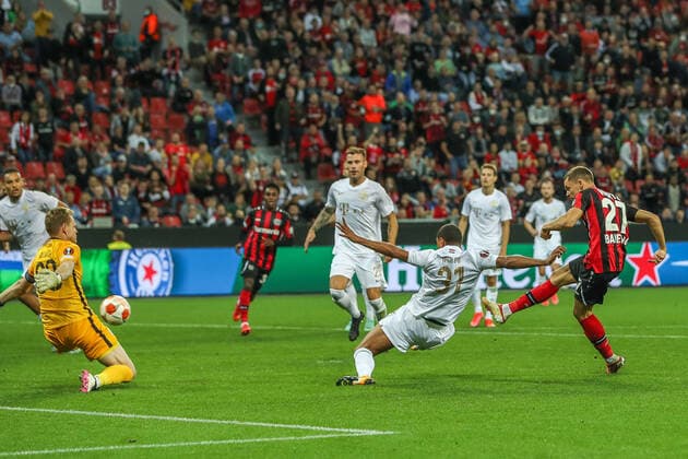 Florian Richard Wirtz Bayer 04 Leverkusen, 27 shoots the goal to 2 1, GER, Bayer 04 Leverkusen vs Ferencvaros Budapest Ferencvarosi Torna Club, UEFA Europa League Group G, Group Stage, Season 2021 2022, 16 09 2021, , DFB DFL regulations prohibit any use of photographs as image sequences and or quasi video , GER, Bayer 04 Leverkusen vs Ferencvaros Budapest Ferencvarosi Torna Club, UEFA Europa League Group G, Group Stage, Season 2021 2022, 16 09 2021 Leverkusen Copyright: xEibner-Pressefoto GabrielxBoiax EP_GBA