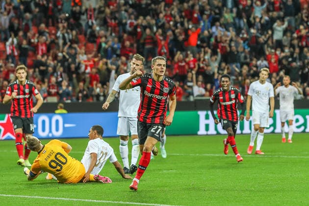 Goal, Goal celebration for 2 1 by Florian Richard Wirtz Bayer 04 Leverkusen, 27 , GER, Bayer 04 Leverkusen vs Ferencvaros Budapest Ferencvarosi Torna Club, UEFA Europa League Group G, Group Stage, Season 2021 2022, 16 09 2021, , DFB DFL regulations prohibit any use of photographs as image sequences and or quasi video , GER, Bayer 04 Leverkusen vs Ferencvaros Budapest Ferencvarosi Torna Club, UEFA Europa League Group G, Group Stage, Season 2021 2022, 16 09 2021 Leverkusen Copyright: xEibner-Pressefoto GabrielxBoiax EP_GBA