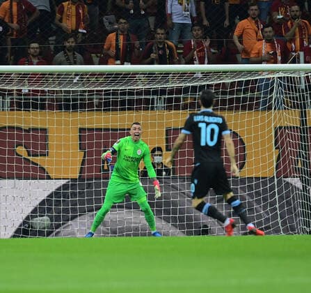 Goalkeeper Fernando Muslera of Galatasaray during the UEFA Europa League Group E match between Galatasaray and Lazio at Turk Telekom Stadium in Istanbul , Turkey on September 16, 2021. 