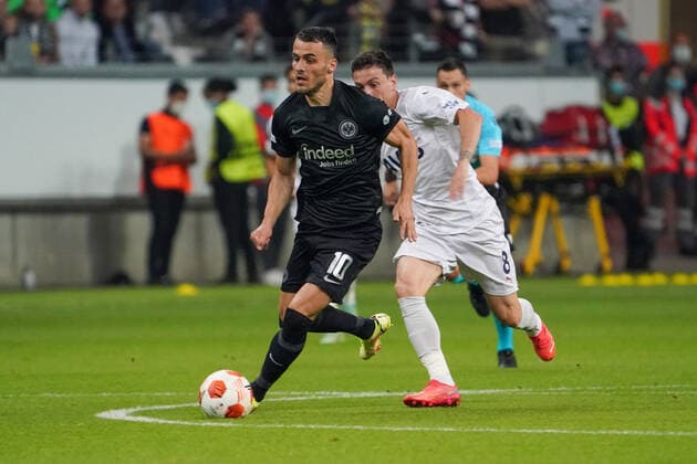 Filip Kostic Eintracht Frankfurt vs Mert Hakan Yandas Fenerbahce Istanbul Frankfurt 16 09 2021 Eintracht Frankfurt vs Fenerbahce Istanbul, Deutsche Bank Park, Matchday 1 UEFA Europa League