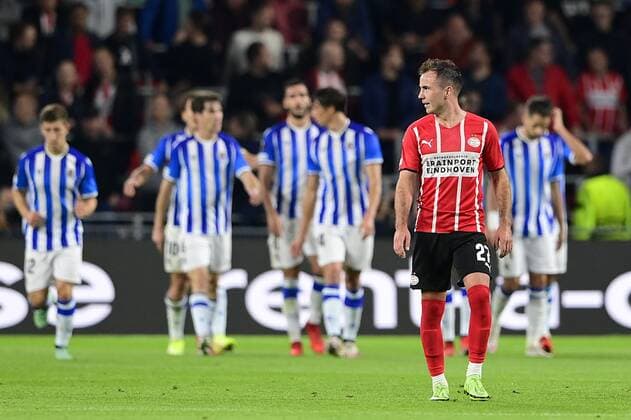 EINDHOVEN Mario Gotze of PSV Eindhoven during the UEFA Europa League match between PSV Eindhoven and Real Sociedad at Phillips Stadium on September 16, 2021 in Eindhoven, Netherlands ANP OLAF KRAAK UEFA Europa League 2021 2022 xVIxANPxSportx xxANPxIVx 437645126
