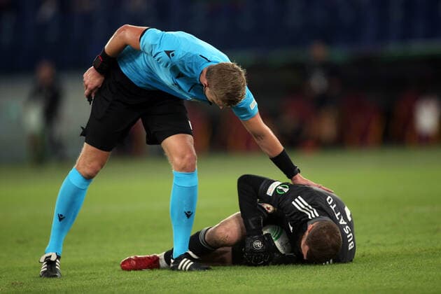ROME, Italy - 16.09.2021: REFEREE help BUSATTO (CSKA) during the Uefa Europe Conference League, group C football match between As Roma vs CSKA Sofia at Olympic Stadium in Rome.  Copyright: xMarcoxIacobuccix xIPAx xMarcoxIacobuccix 0