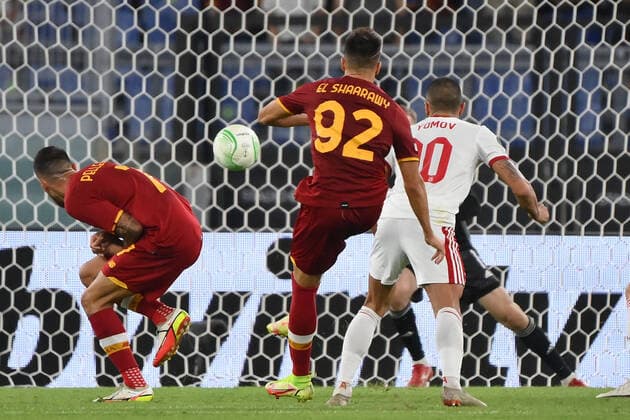 Photo Alfredo Falcone LaPresseSeptember 16, 2021 Rome, ItalySport SoccerRoma - CSKA Sofia - Europa Conference League 2021 2022 - Olympic stadium of RomeIn the pic: stephan el shaarawy gol  Copyright: xAlfredoxFalconex xLaPressex