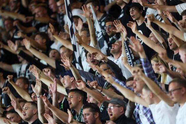 Fußball, EL, AS Monaco - SK Sturm Graz SOCCER - UEFA EL, Monaco vs Sturm MONACO,MONACO,16.SEP.21 - SOCCER - UEFA Europa League, group stage, AS Monaco vs SK Sturm Graz. Image shows fans of Sturm.  GEPAxpictures xPhilippxBrem