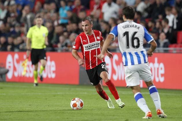 EINDHOVEN - 16-09-2021, Philips stadion. Dutch football, UEFA Europa League, season 2021-2022. during the match PSV - Real Sociedad, PSV player Mario Gotze PSV - Real Sociedad  x13492528x Copyright: