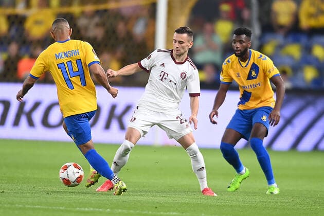 Sparta Pragues Jakub Pesek Europa League match in Group A between Broendby IF and Sparta Prague, at Broendby Stadium on Thursday, September 16, 2021, Denmark  Copyright: THOMASxSJOERUPx cop101 spdk20210916-223856-L