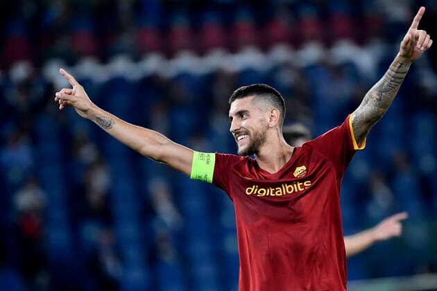 Lorenzo Pellegrini of AS Roma celebrates after scoring the goal of 3-1 during the Conference league group C football match between AS Roma and PFC CSKA Sofia at Olimpico stadium in Rome (Italy), September 16th, 2021. Photo Antonietta Baldassarre Insidefoto antoniettaxbaldassarre