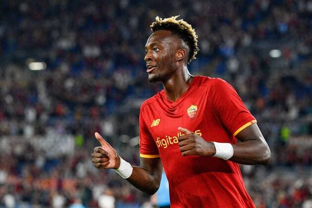 Mandatory Credit: Photo by Fabrizio Corradetti LiveMedia Shutterstock (12447773ao) Tammy Abraham of AS Roma celebrates after scoring goal 5-1 UEFA Conference League football match AS Roma vs CSKA Sofia, Rome, Italy - 16 Sep 2021 UEFA Conference League football match AS Roma vs CSKA Sofia, Rome, Italy - 16 Sep 2021  Copyright: xFabrizioxCorradetti LiveMedia Shutterstockx 12447773ao