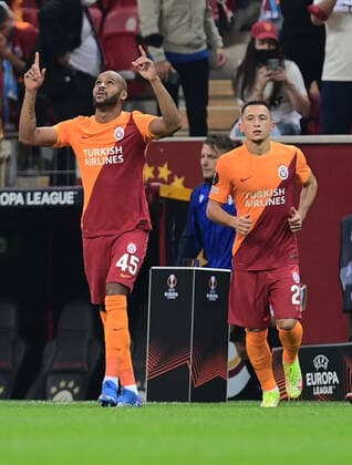 Marcao and Olimpiu Morutan of Galatasaray during the UEFA Europa League Group E match between Galatasaray and Lazio at Turk Telekom Stadium in Istanbul , Turkey on September 16, 2021. 