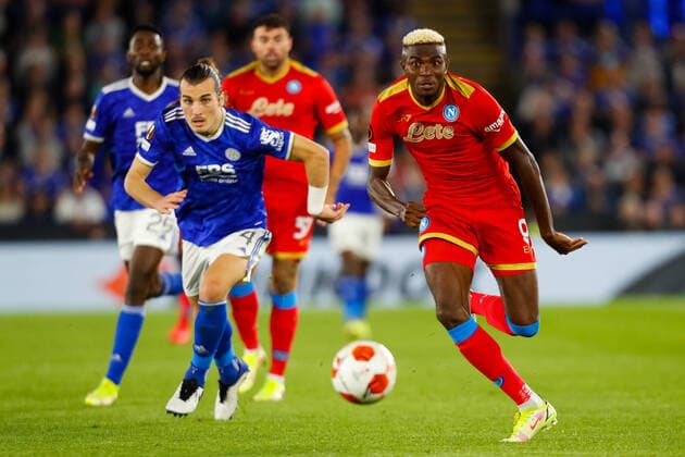 16th September 2021; King Power, Leicester, England; UEFA Europa League Football, Leicester City versus Napoli; Victor Osimhen of Napoli  ActionPlus12323122 GrahamxWilson
