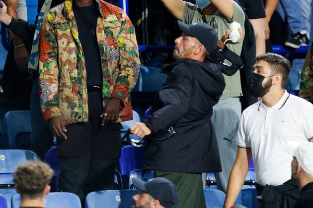 16th September 2021; King Power, Leicester, England; UEFA Europa League Football, Leicester City versus Napoli; Napoli fans throw bottles during crowd trouble after the final whistle  ActionPlus12323145 GrahamxWilson