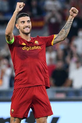 Soccer, conference league match , AS Roma v CSKA Sofia Lorenzo Pellegrini of AS Roma celebrate after score the goal during the Conference League match between AS Roma v CSKA Sofia at Olimpico stadium in Rome, Italy, September 16, 2021. Imago-Images Emmefoto Copyright: xImago-Images Emmefotox