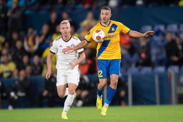 Broendbys Josip Radosevic Europa League match in group A between Broendby IF and Sparta Prague, at Broendby Stadium on Thursday 16 September 2021,  Copyright: THOMASxSJOERUPx cop101 spdk20210916-232344-L