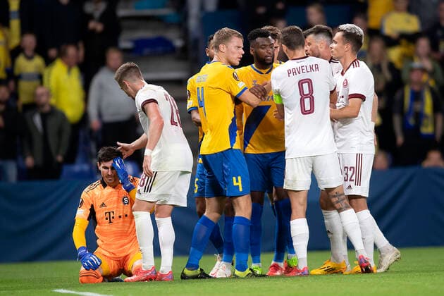 Sparta Pragues Florin Nita Europa League match in Group A between Broendby IF and Sparta Prague, at Broendby Stadium on Thursday 16 September 2021,  Copyright: THOMASxSJOERUPx cop101 spdk20210916-233529-L
