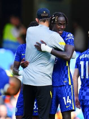 Mandatory Credit: Photo by Javier Garcia Shutterstock (12257303ai) Chelsea manager Thomas Tuchel congratulates Trevoh Chalobah at full time Chelsea v Crystal Palace, Premier League, Football, Stamford Bridge, London, UK - 14 August 2021 EDITORIAL USE ONLY No use with unauthorised audio, video, data, fixture lists, club league logos or live services. Online in-match use limited to 120 images, no video emulation. No use in betting, games or single club league player publications. Chelsea v Crystal Palace, Premier League, Football, Stamford Bridge, London, UK - 14 August 2021 EDITORIAL USE ONLY No use with unauthorised audio, video, data, fixture lists, club league logos or live services. Online in-match use limited to 120 images, no video emulation. No use in betting, games or single club league player publications.  Copyright: xJavierxGarcia Shutterstockx 12257303ai