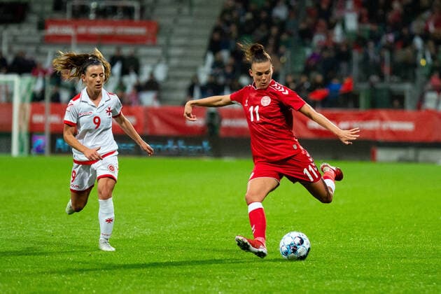 Denmark v Malta, Women?s World Cup Qualifier, Viborg, Denmark Viborg, Denmark. 16th, September 2021. Katrine Veje (11) of Denmark seen during the Women?s World Cup Qualifier between Denmark and Malta at Viborg Stadion in Viborg. Viborg Denmark  Copyright: xGonzalesxPhoto BalazsxPopalx