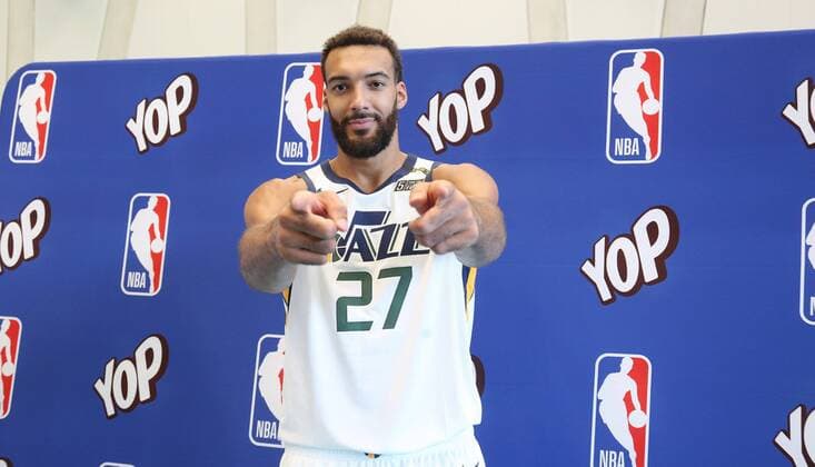 Basketball, NBA, Rudy Gobert of the Utah Jazz visits school in Paris