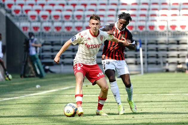 Aleksandr Golovin (AS Monaco) - Jordan Lotomba (OGC Nice) FOOTBALL : OGC Nice vs As Monaco - Ligue 1 Uber Eats - Nice - 19 09 2021 NorbertScanella PanoramiC 